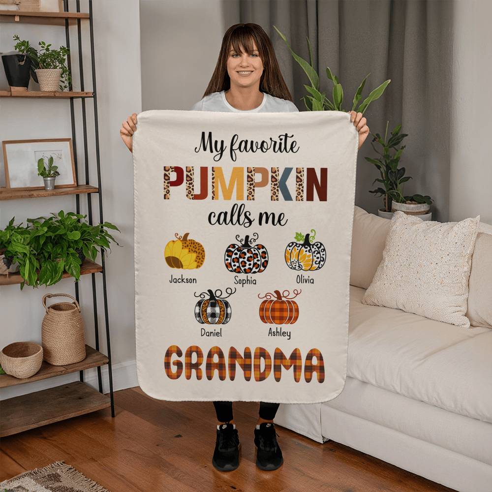 Personalized Sherpa Fleece Blanket Favorite Pumpkin-Express Your Love Gifts