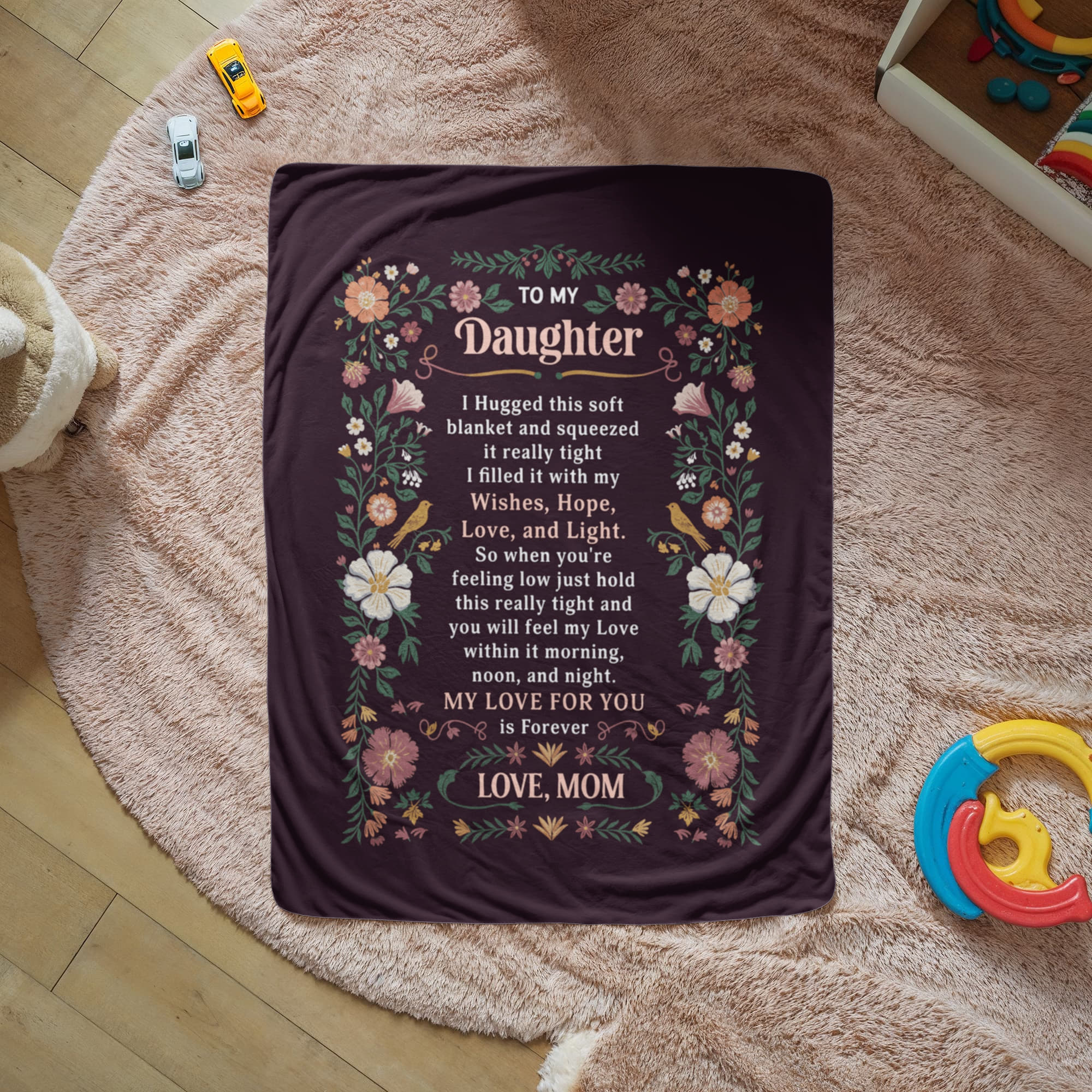 To My Daughter I Hugged Portrait Sherpa Fleece Blanket-Express Your Love Gifts