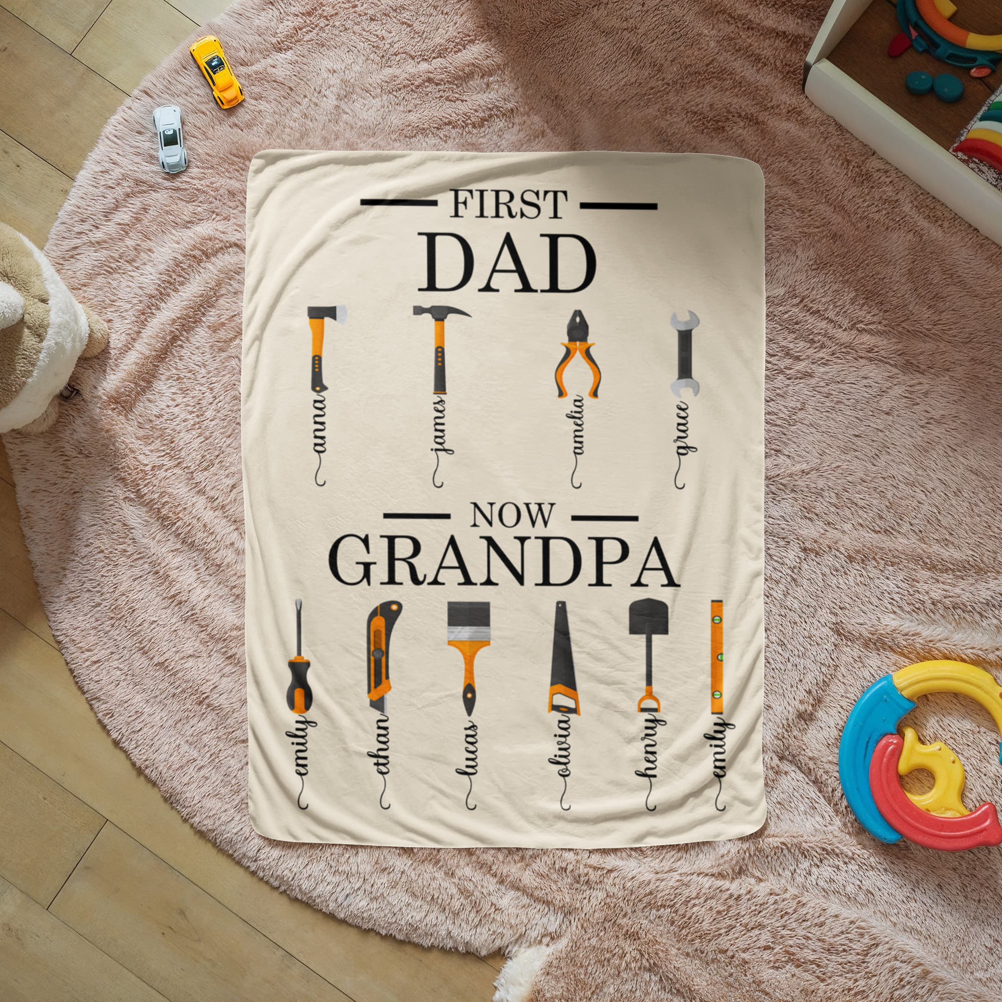 Personalized Sherpa Fleece Blanket First Dad Now Grandpa-Express Your Love Gifts