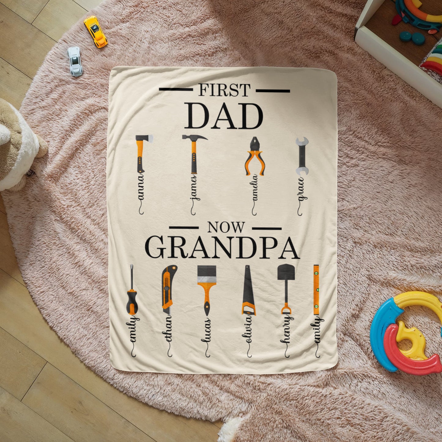 Personalized Sherpa Fleece Blanket First Dad Now Grandpa-Express Your Love Gifts