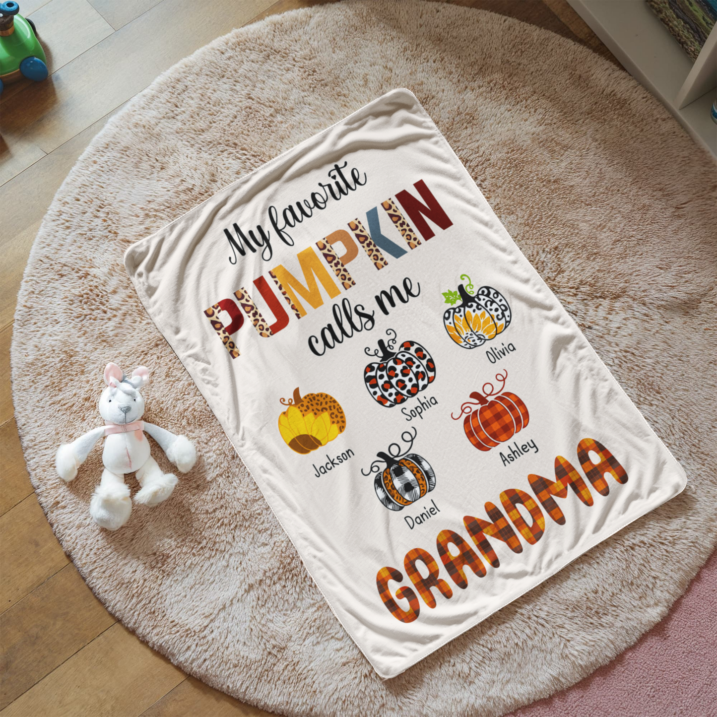 Personalized Sherpa Fleece Blanket Favorite Pumpkin-Express Your Love Gifts