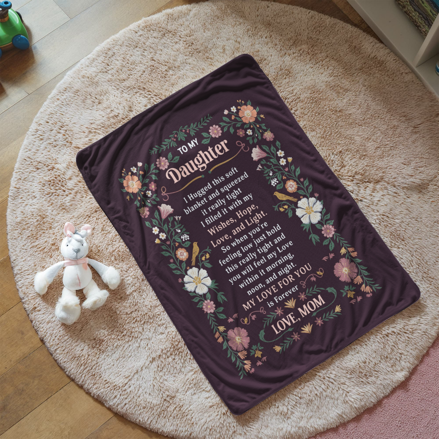 To My Daughter I Hugged Portrait Sherpa Fleece Blanket-Express Your Love Gifts