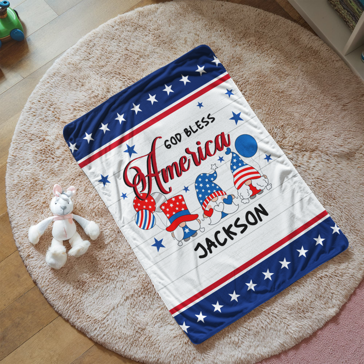 Personalized Sherpa Fleece Blanket God Bless America-Express Your Love Gifts