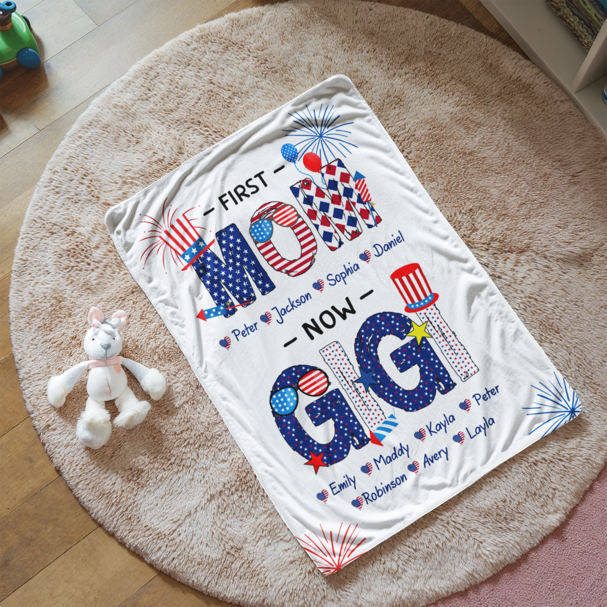 Personalized Sherpa Fleece Blanket First Mom-Express Your Love Gifts