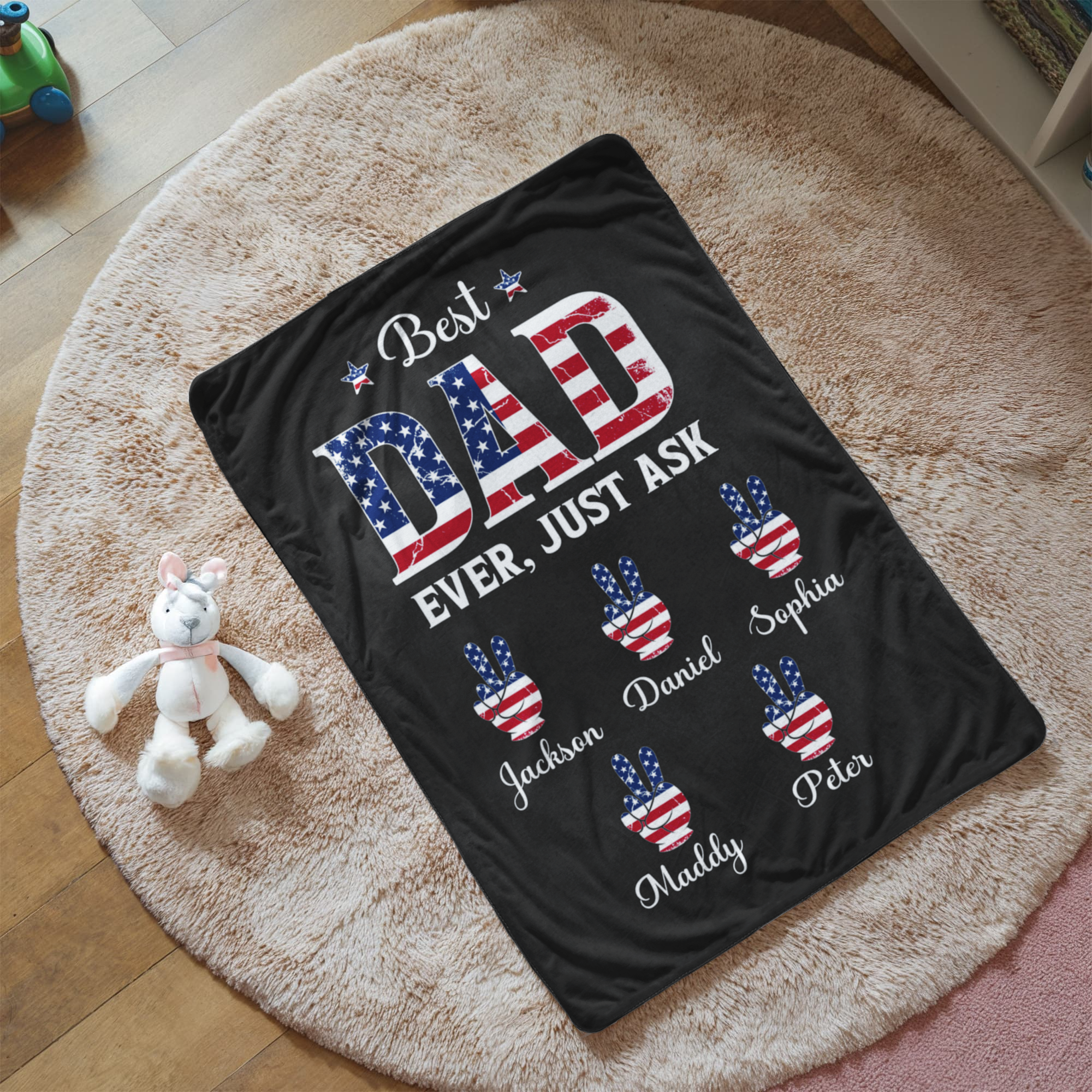 Personalized Sherpa Fleece Blanket Best Dad Ever Just Ask-Express Your Love Gifts