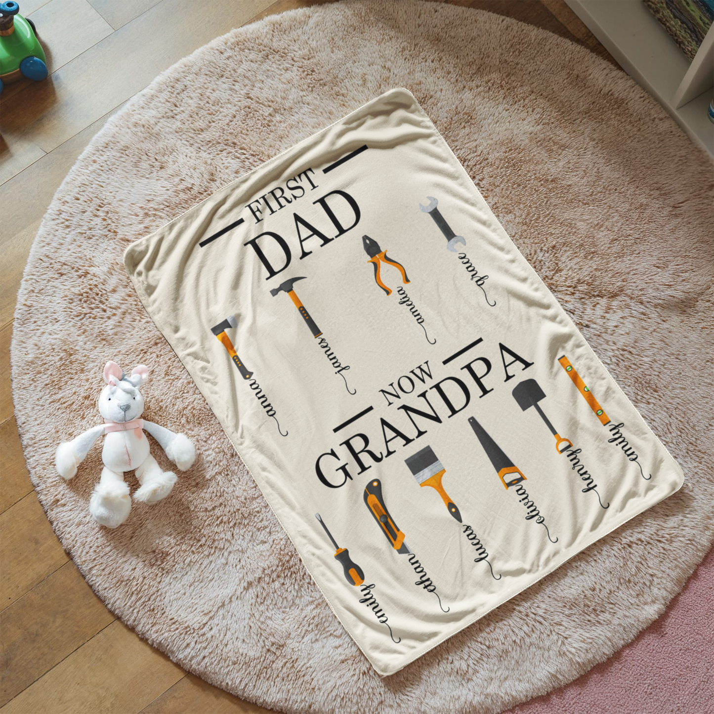 Personalized Sherpa Fleece Blanket First Dad Now Grandpa-Express Your Love Gifts