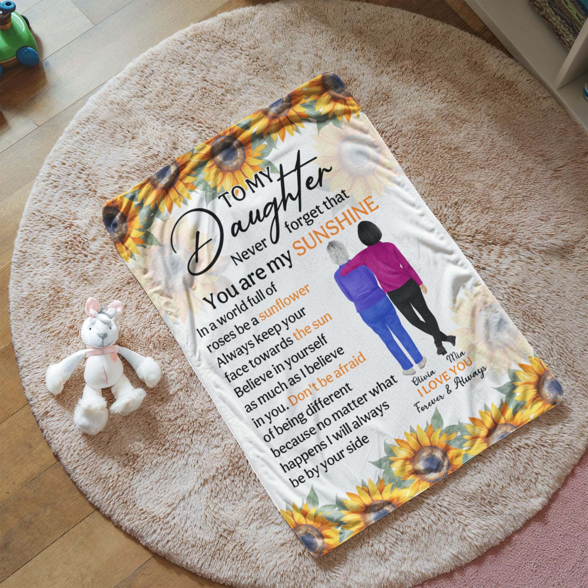Personalized Sherpa Fleece Blanket You Are My Sunshine-Express Your Love Gifts