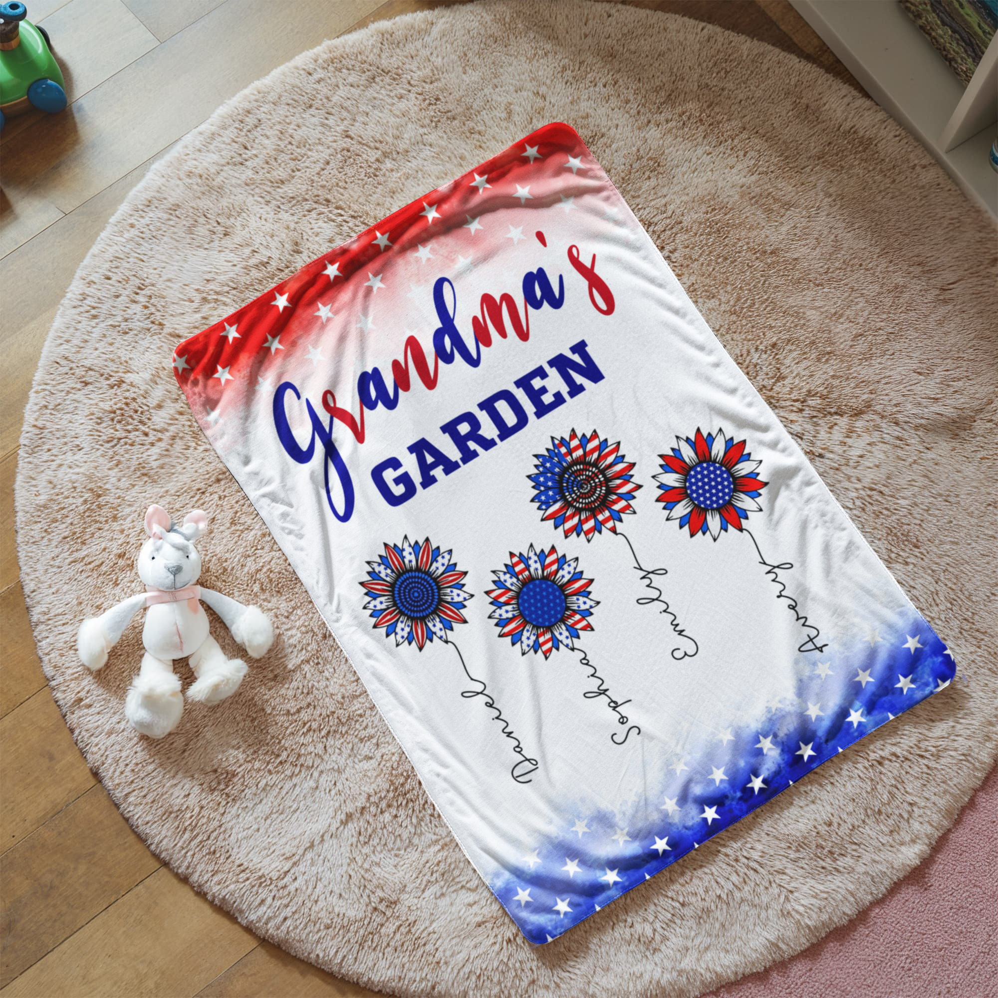 Personalized Sherpa Fleece Blanket Grandma's Garden-Express Your Love Gifts