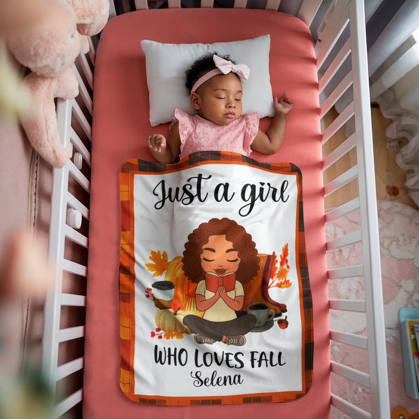 Personalized Sherpa Fleece Blanket Just a Girl-Express Your Love Gifts
