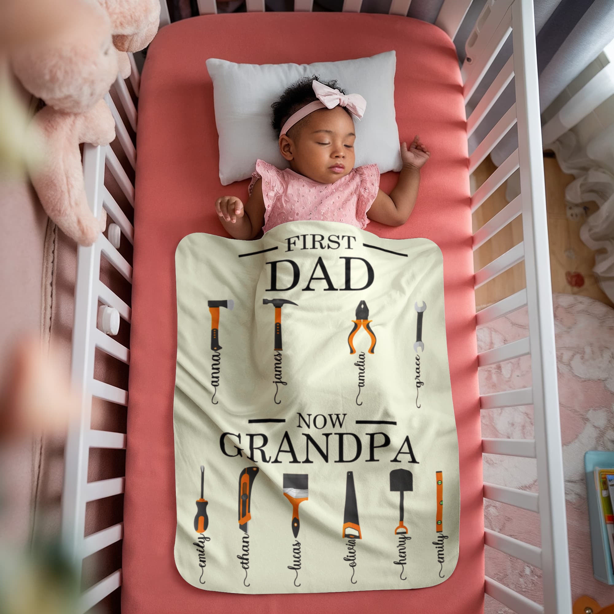 Personalized Sherpa Fleece Blanket First Dad Now Grandpa-Express Your Love Gifts