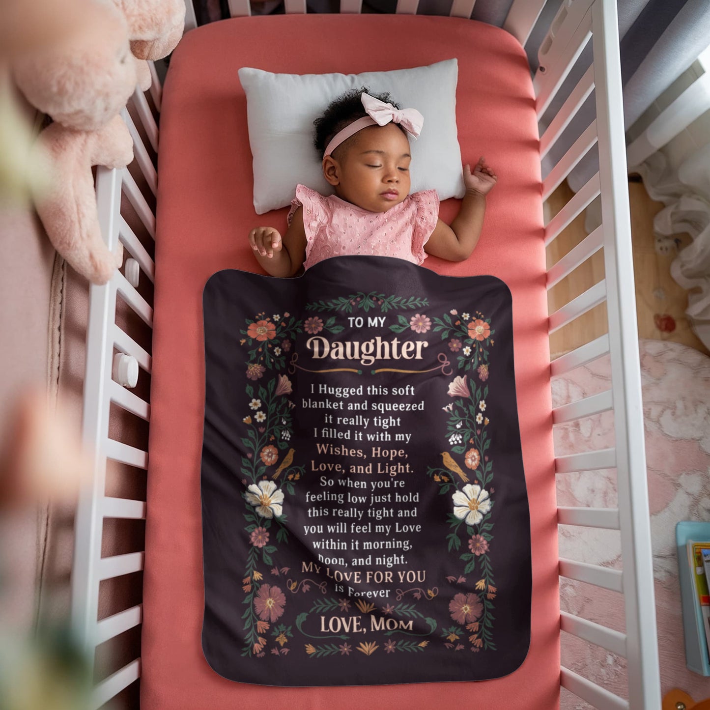 To My Daughter I Hugged Portrait Sherpa Fleece Blanket-Express Your Love Gifts