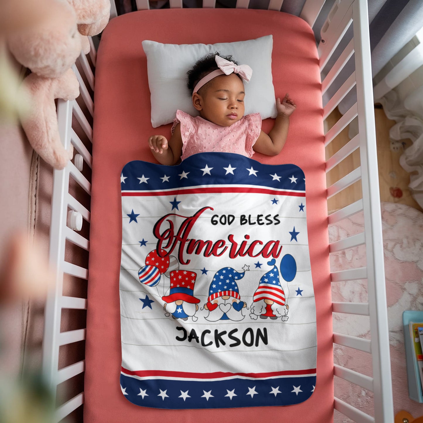 Personalized Sherpa Fleece Blanket God Bless America-Express Your Love Gifts