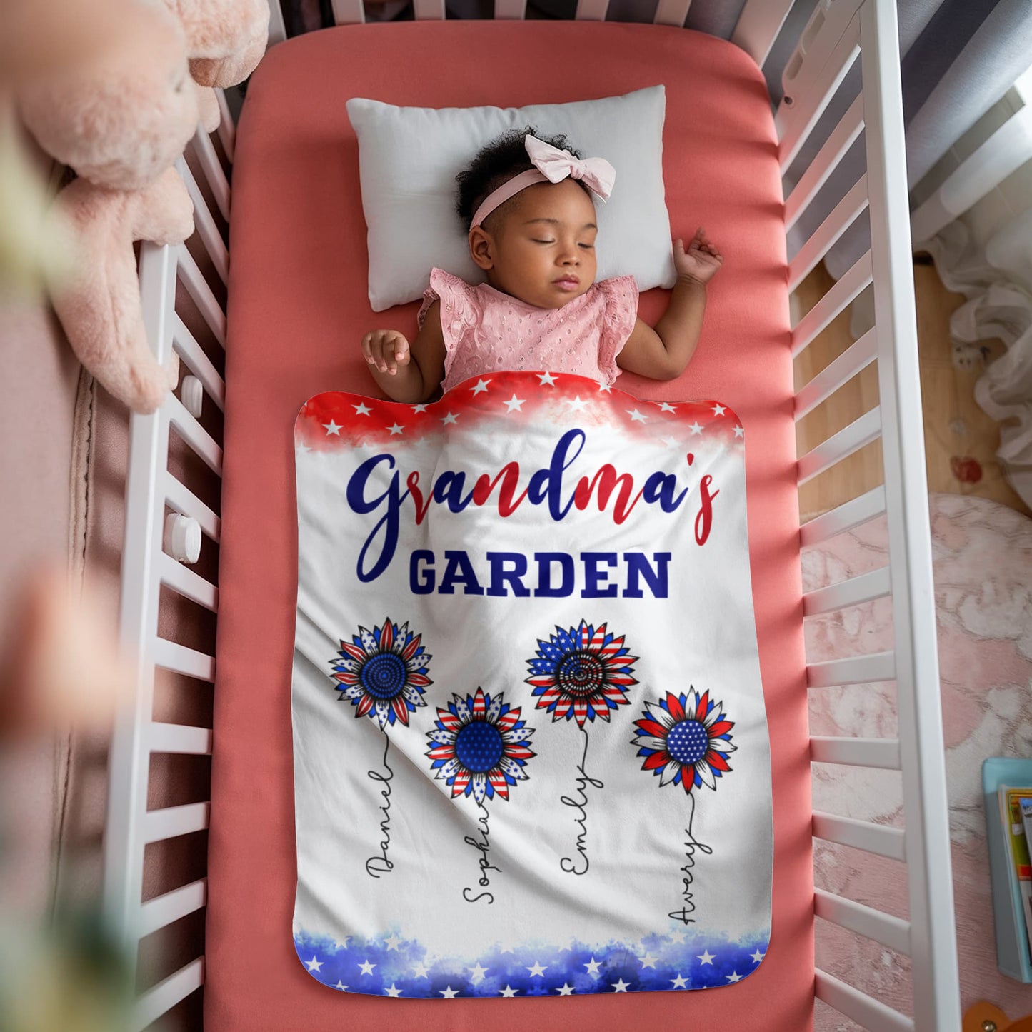 Personalized Sherpa Fleece Blanket Grandma's Garden-Express Your Love Gifts