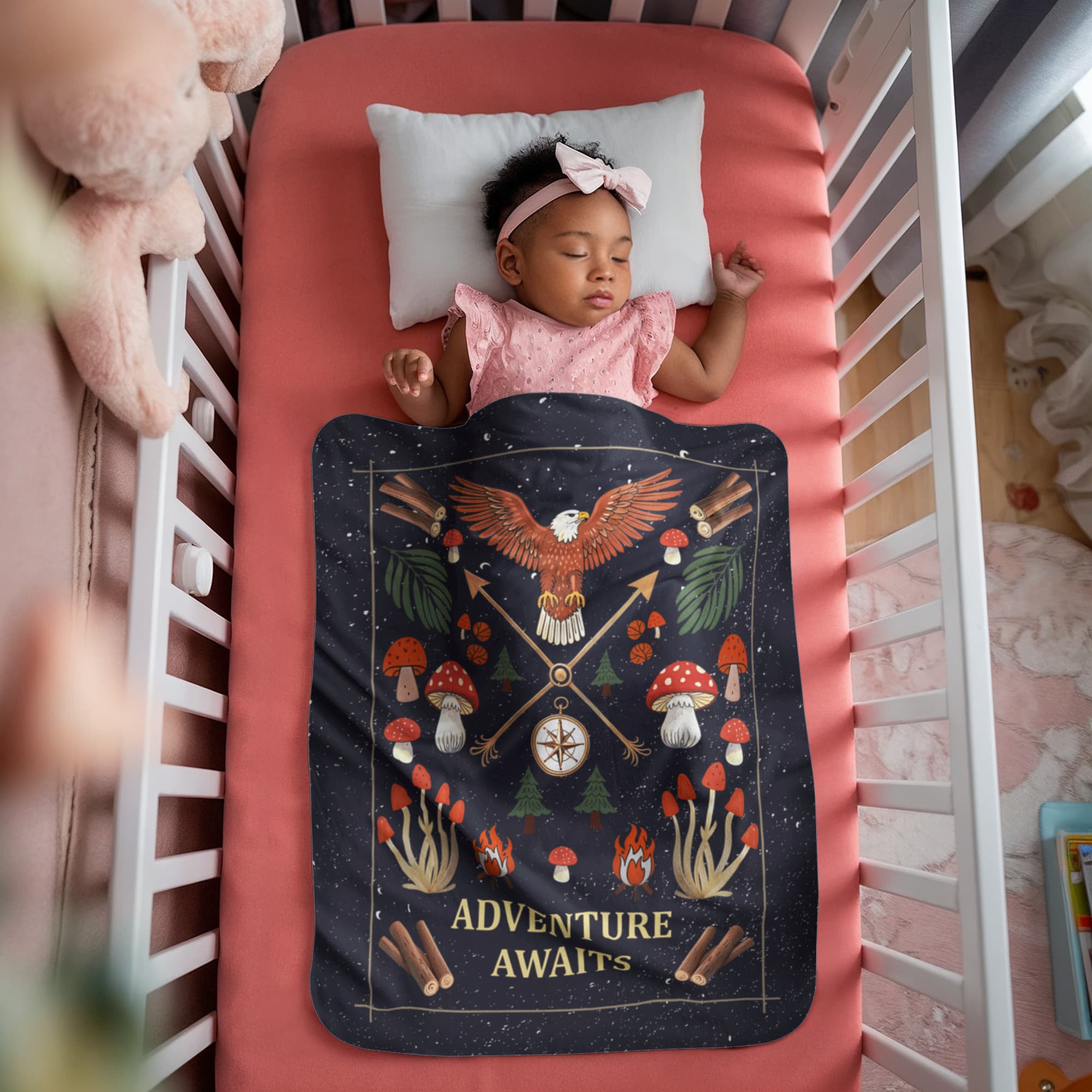 Adventure Awaits Portrait Sherpa Fleece Blanket-Express Your Love Gifts