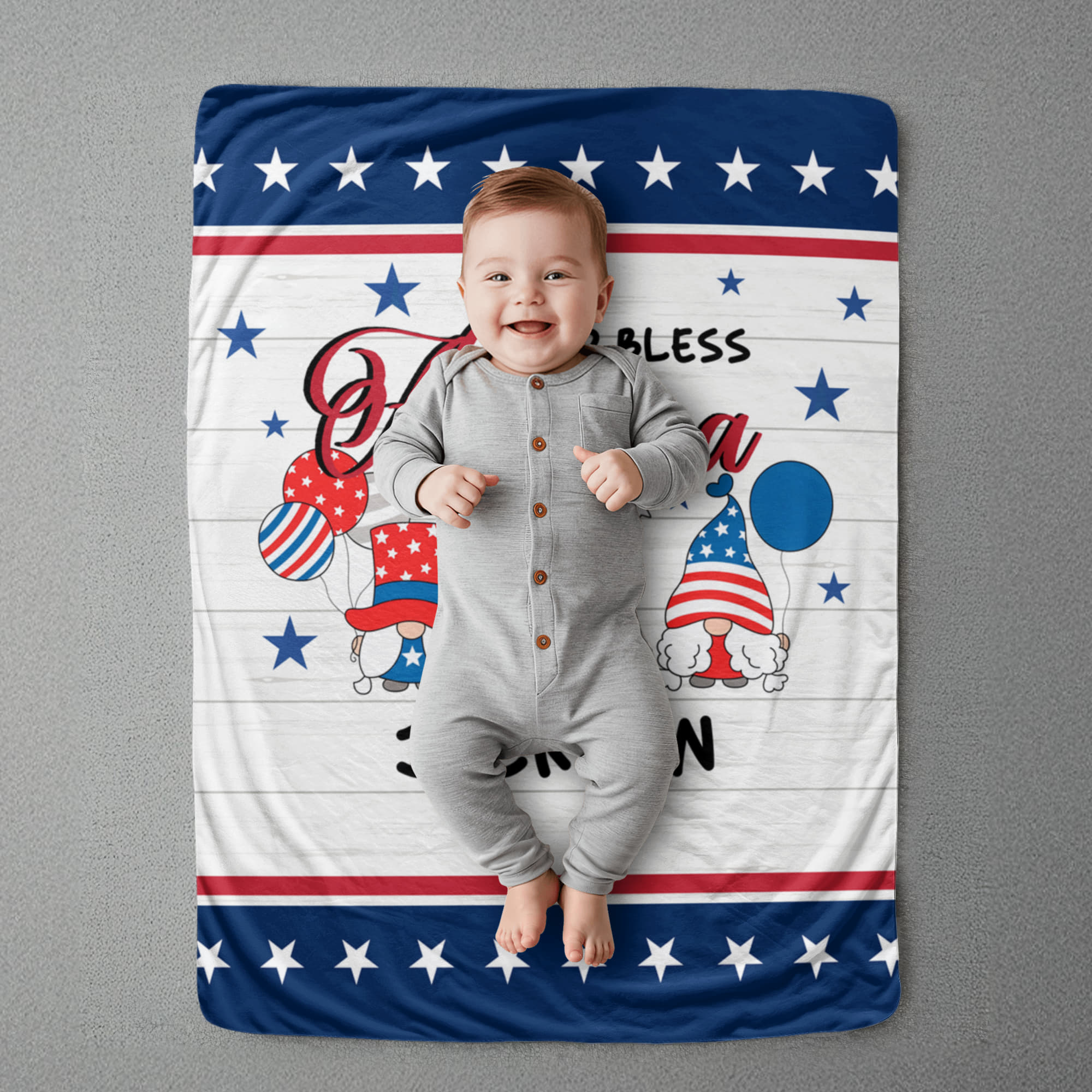 Personalized Sherpa Fleece Blanket God Bless America-Express Your Love Gifts