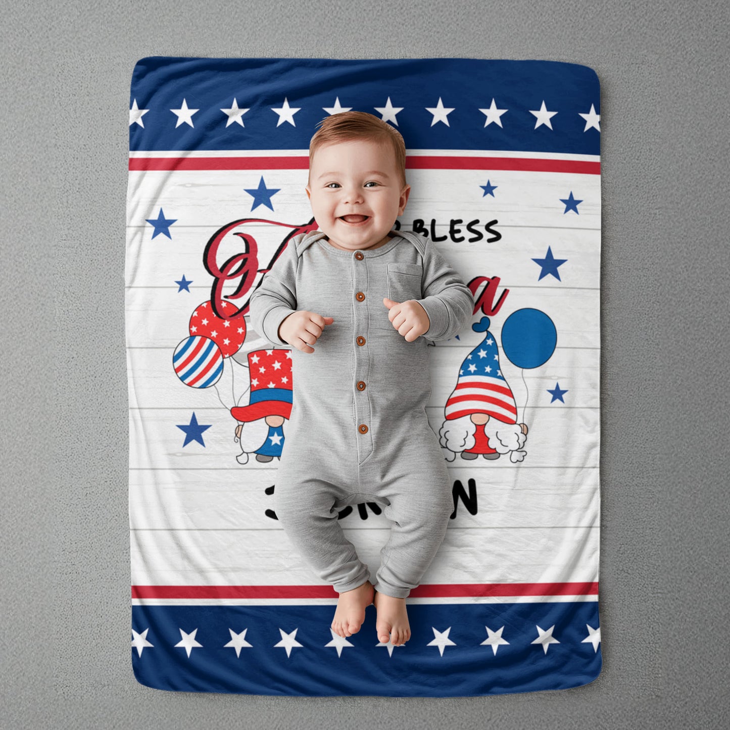 Personalized Sherpa Fleece Blanket God Bless America-Express Your Love Gifts