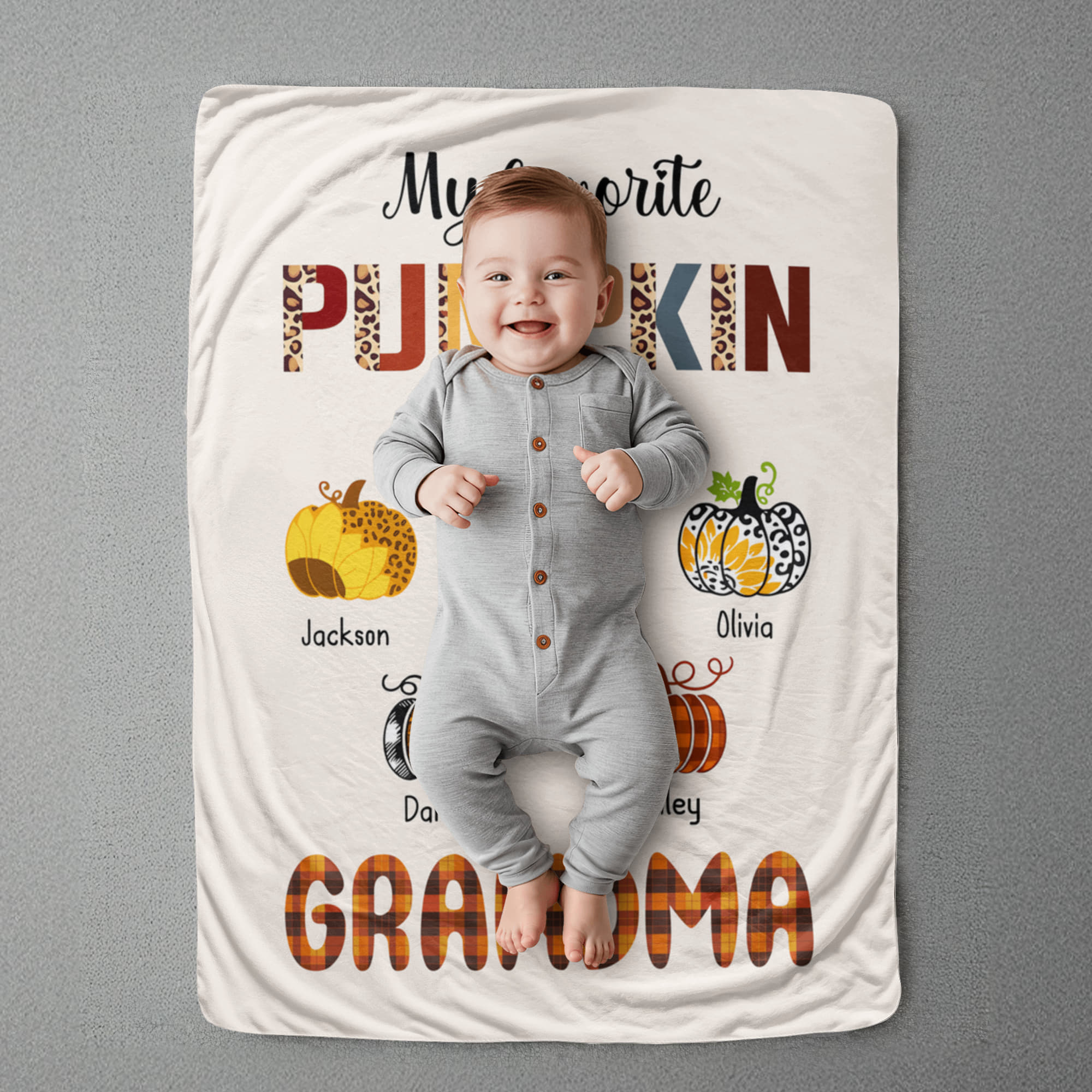 Personalized Sherpa Fleece Blanket Favorite Pumpkin-Express Your Love Gifts