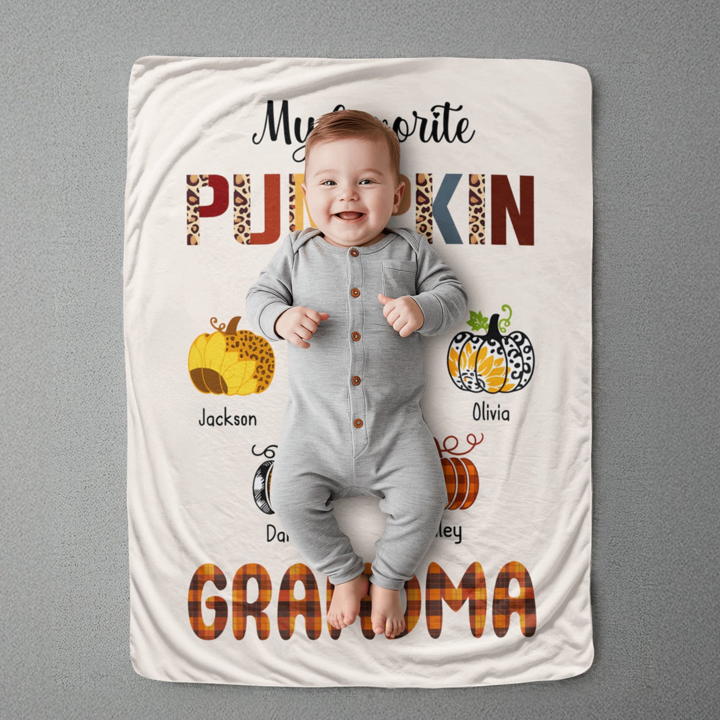Personalized Sherpa Fleece Blanket Favorite Pumpkin-Express Your Love Gifts