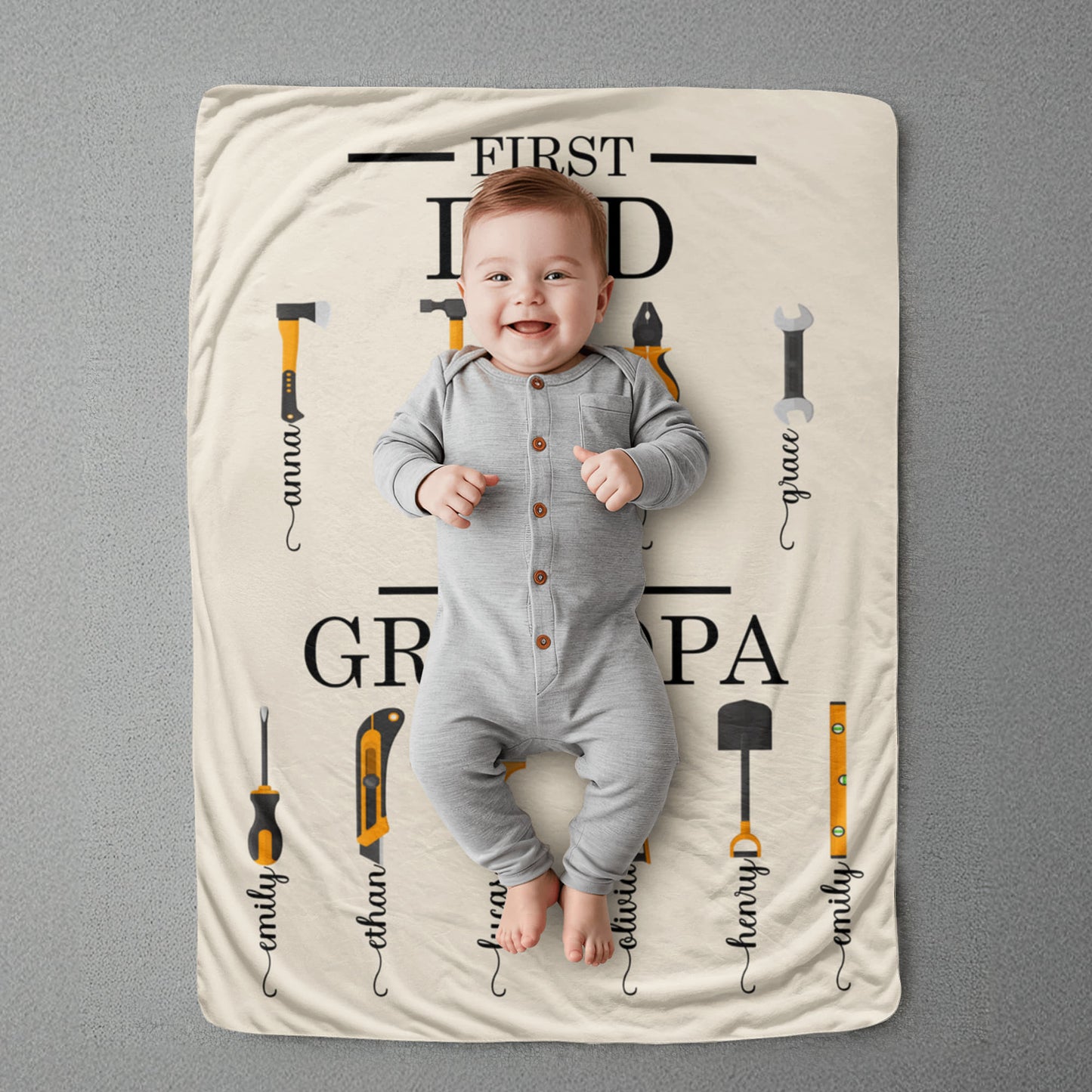 Personalized Sherpa Fleece Blanket First Dad Now Grandpa-Express Your Love Gifts