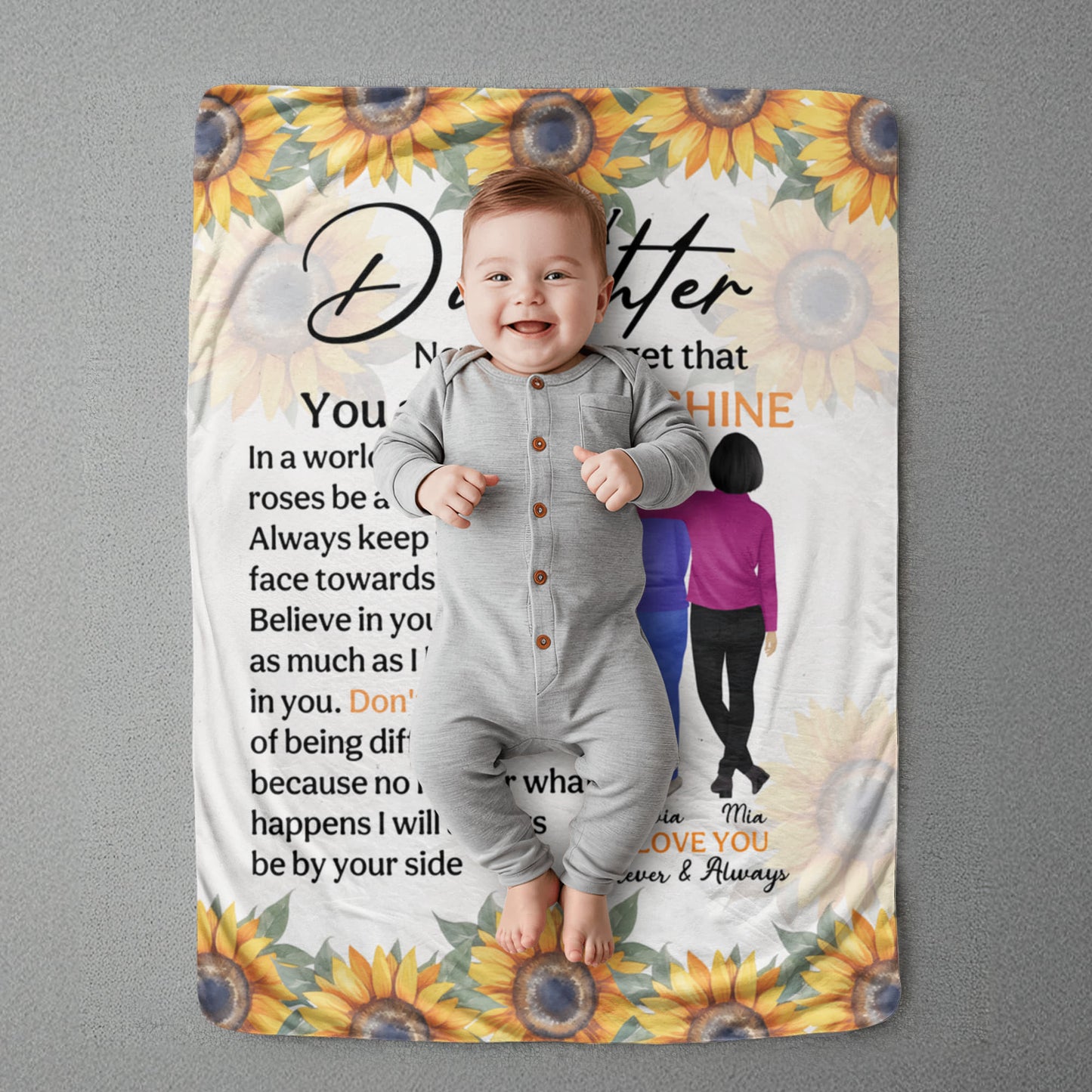 Personalized Sherpa Fleece Blanket You Are My Sunshine-Express Your Love Gifts
