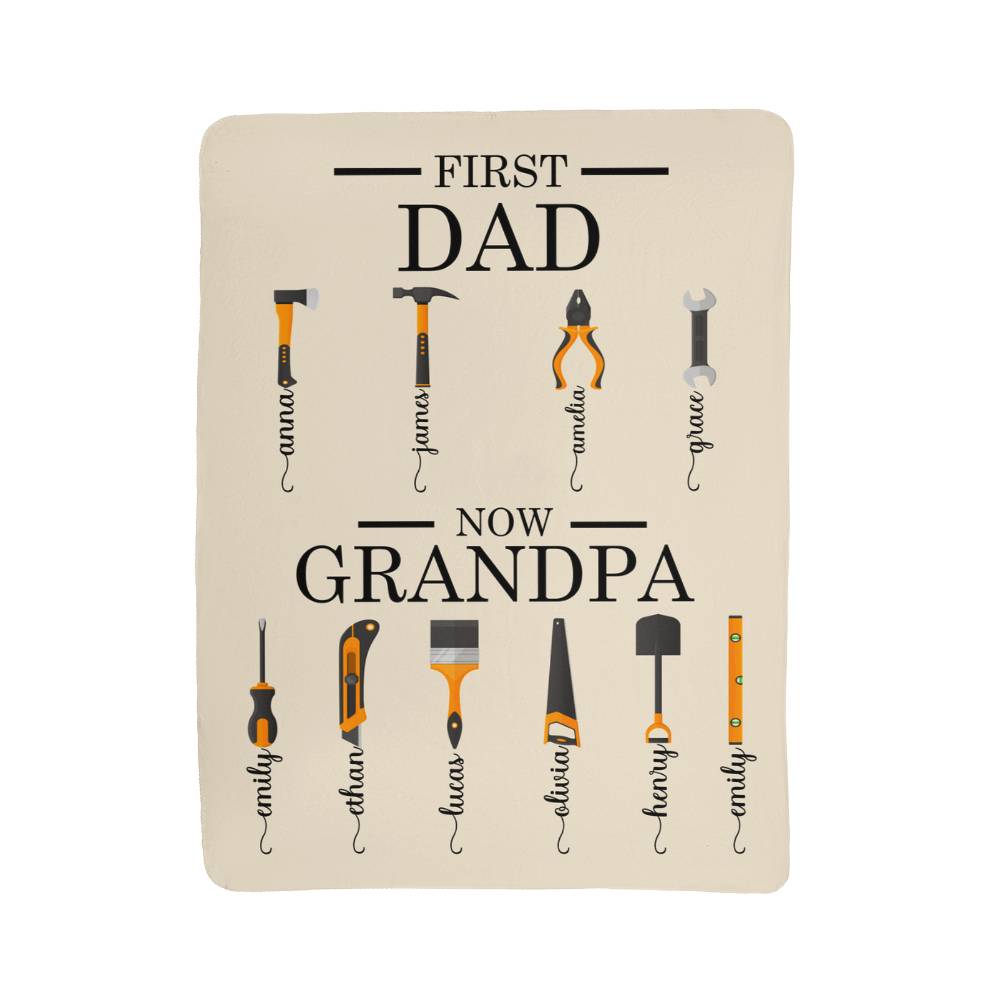 Personalized Sherpa Fleece Blanket First Dad Now Grandpa-Express Your Love Gifts