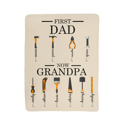 Personalized Sherpa Fleece Blanket First Dad Now Grandpa-Express Your Love Gifts