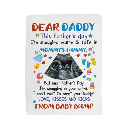 Personalized Sherpa Fleece Blanket Dear Daddy From Baby Bump-Express Your Love Gifts