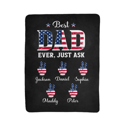 Personalized Sherpa Fleece Blanket Best Dad Ever Just Ask-Express Your Love Gifts