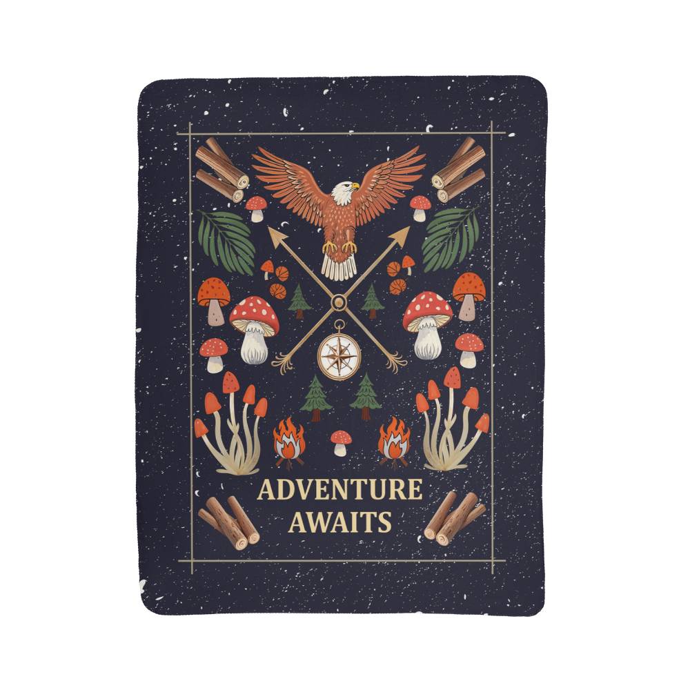 Adventure Awaits Portrait Sherpa Fleece Blanket-Express Your Love Gifts