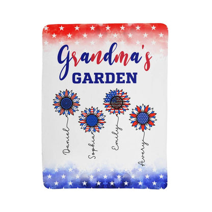 Personalized Sherpa Fleece Blanket Grandma's Garden-Express Your Love Gifts