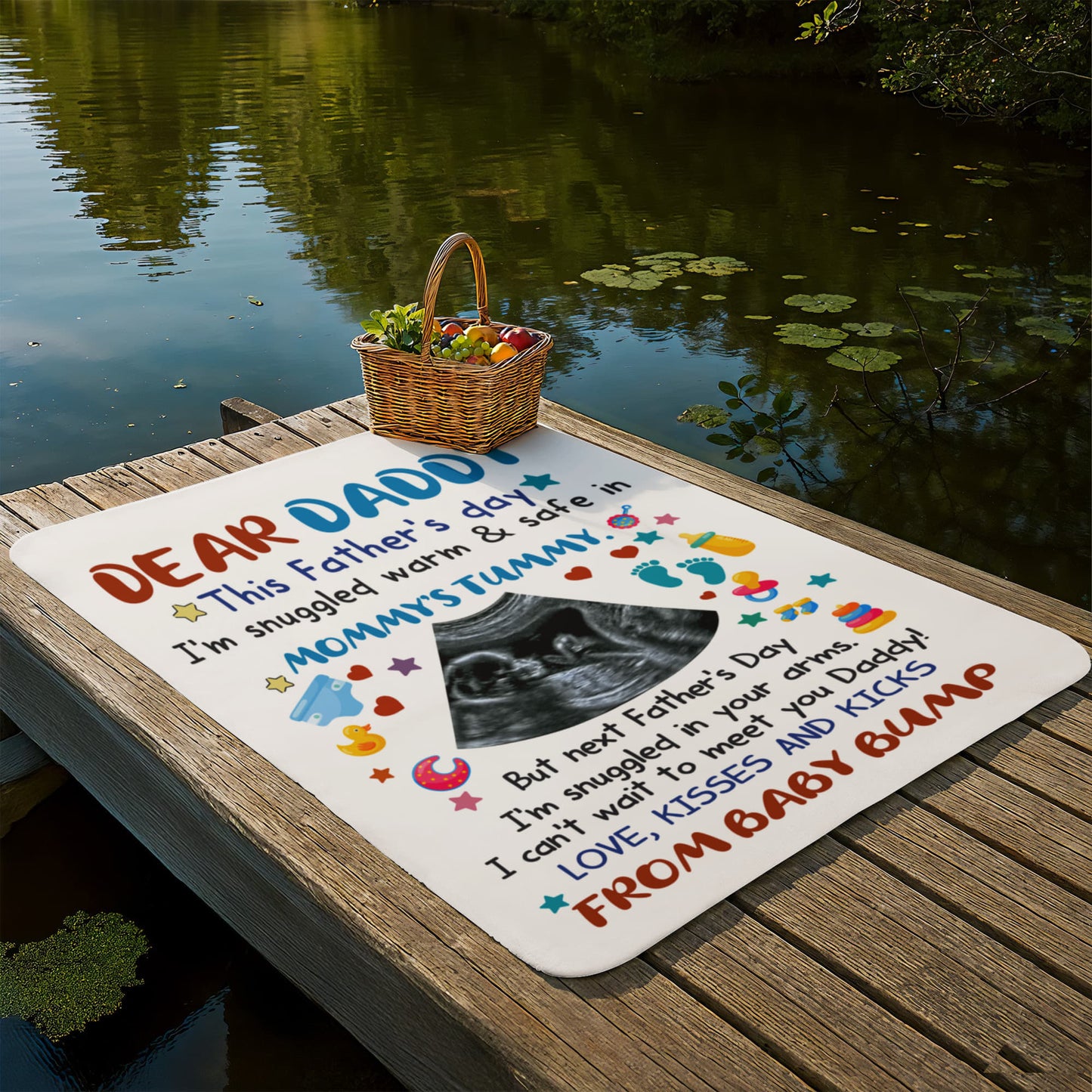 Personalized Sherpa Fleece Blanket Dear Daddy From Baby Bump-Express Your Love Gifts