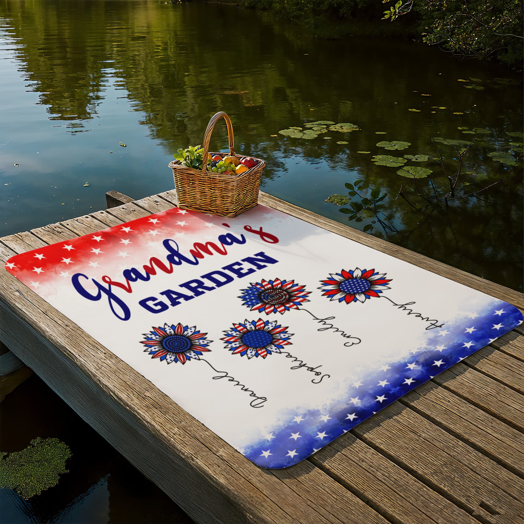 Personalized Sherpa Fleece Blanket Grandma's Garden-Express Your Love Gifts