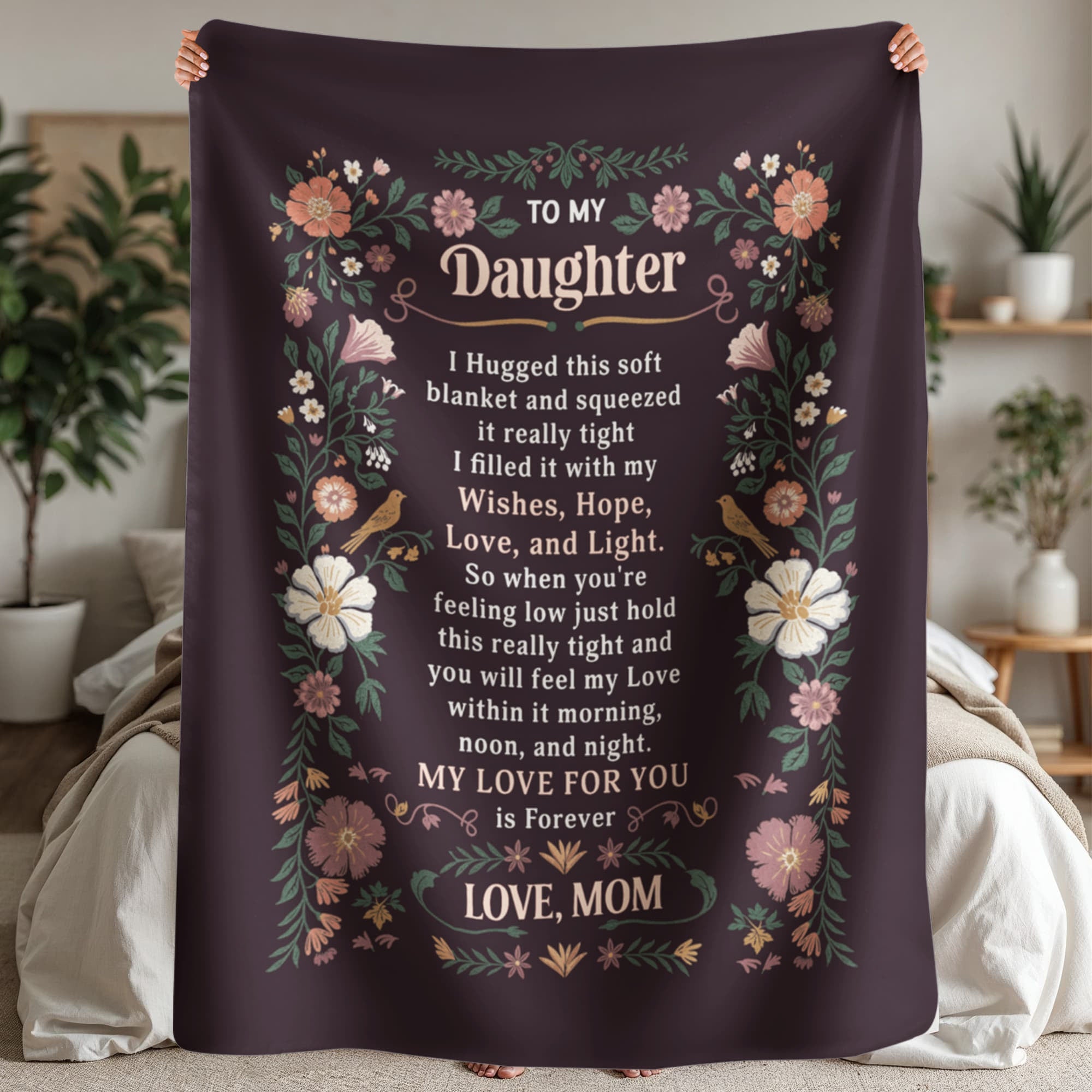 To My Daughter I Hugged Portrait Sherpa Fleece Blanket-Express Your Love Gifts