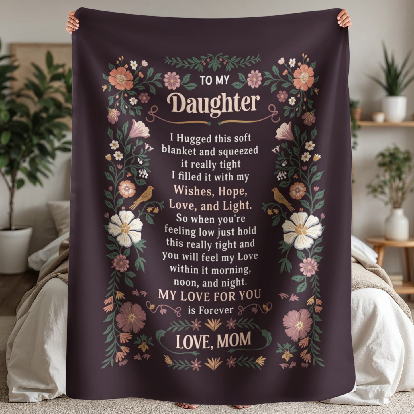 To My Daughter I Hugged Portrait Sherpa Fleece Blanket-Express Your Love Gifts