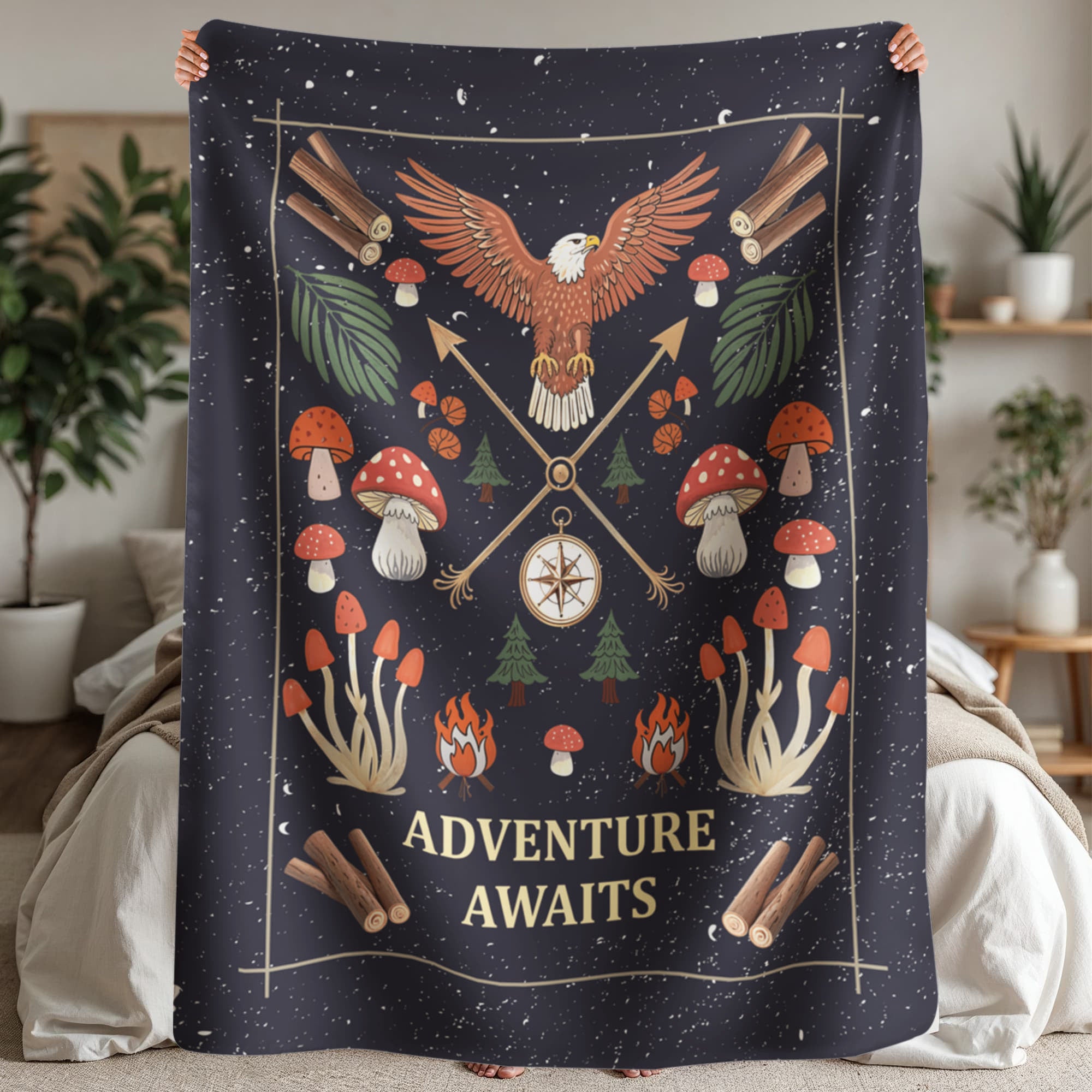 Adventure Awaits Portrait Sherpa Fleece Blanket-Express Your Love Gifts