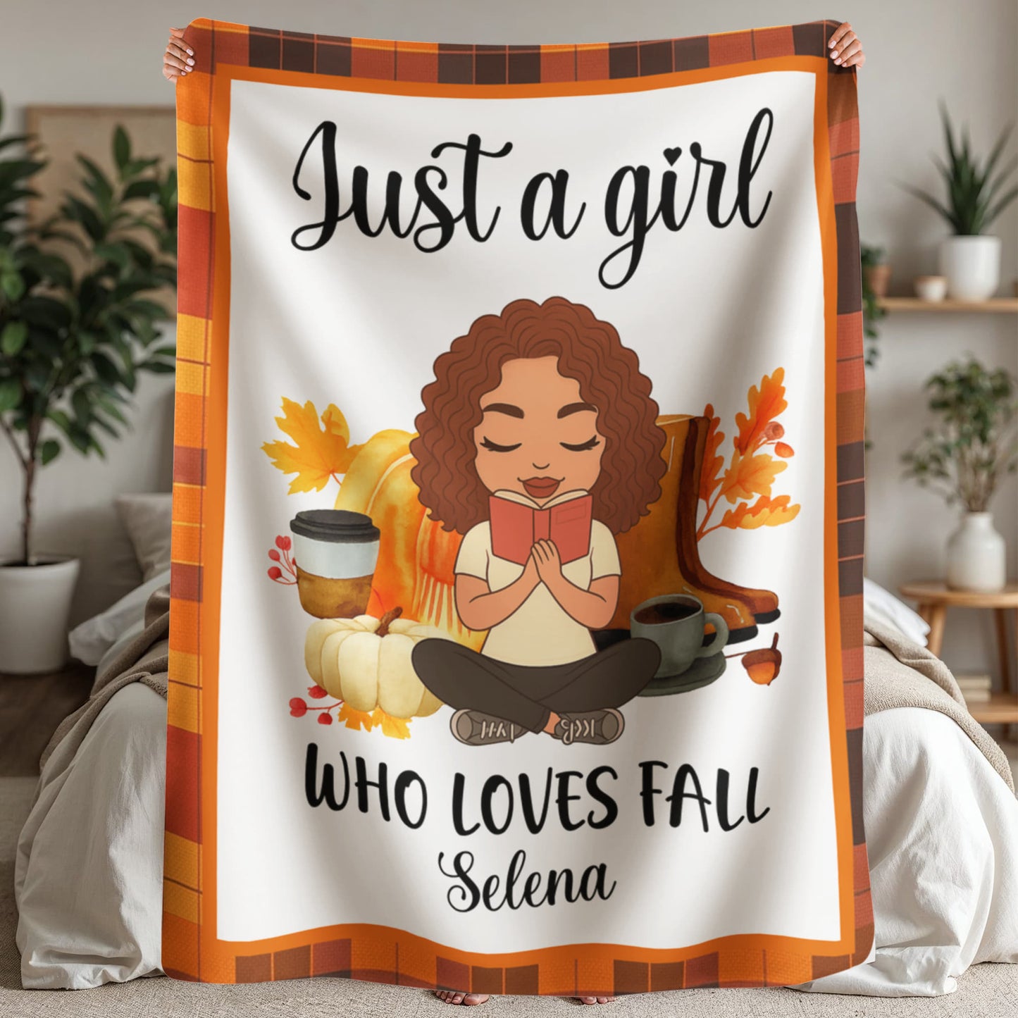 Personalized Sherpa Fleece Blanket Just a Girl-Express Your Love Gifts