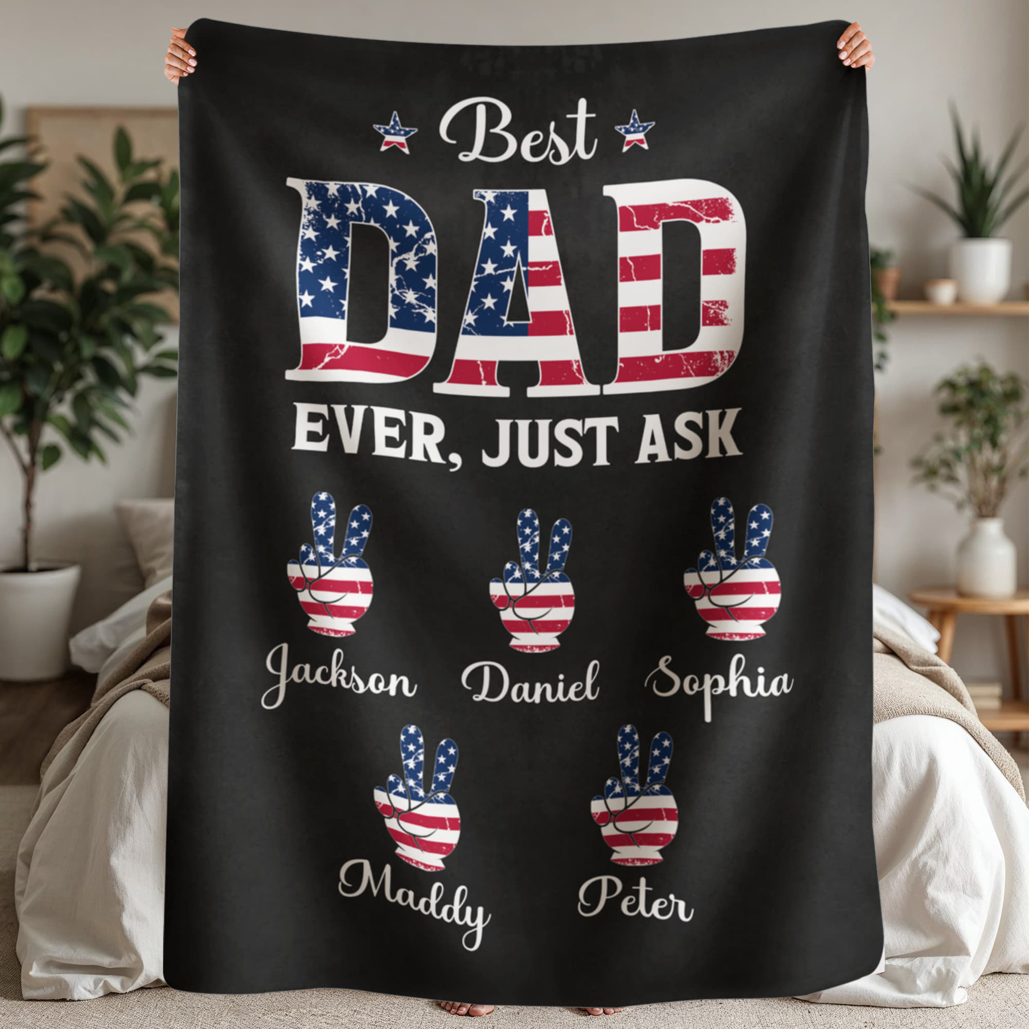 Personalized Sherpa Fleece Blanket Best Dad Ever Just Ask-Express Your Love Gifts