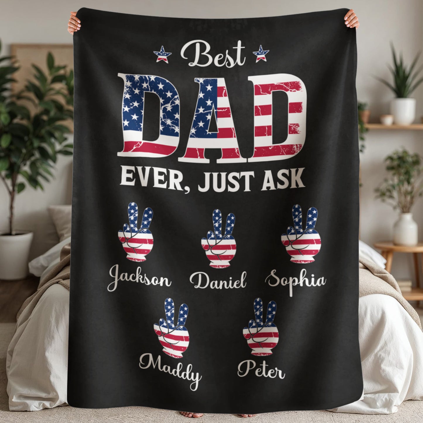 Personalized Sherpa Fleece Blanket Best Dad Ever Just Ask-Express Your Love Gifts