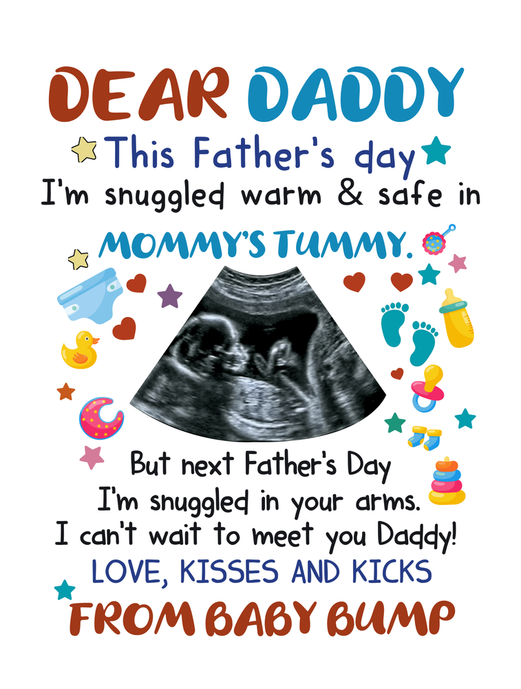 Personalized Sherpa Fleece Blanket Dear Daddy From Baby Bump-Express Your Love Gifts