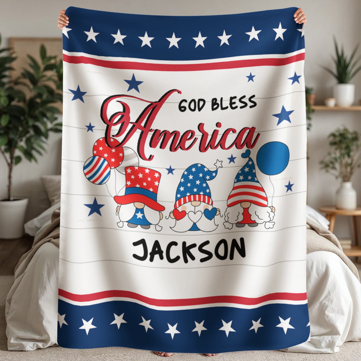 Personalized Sherpa Fleece Blanket God Bless America-Express Your Love Gifts