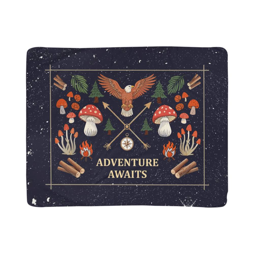 Adventure Awaits Sherpa Fleece Blanket-Express Your Love Gifts