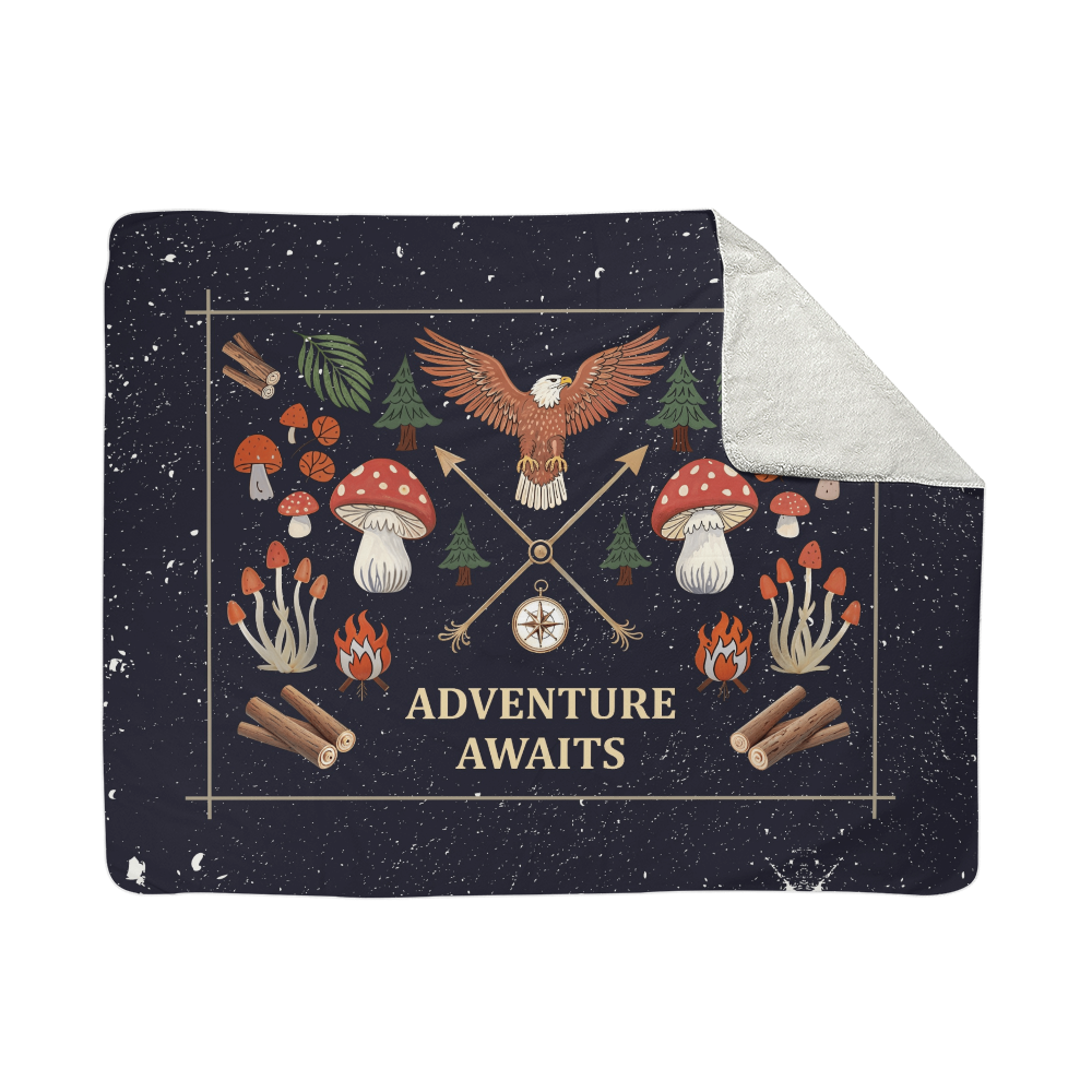 Adventure Awaits Sherpa Fleece Blanket-Express Your Love Gifts