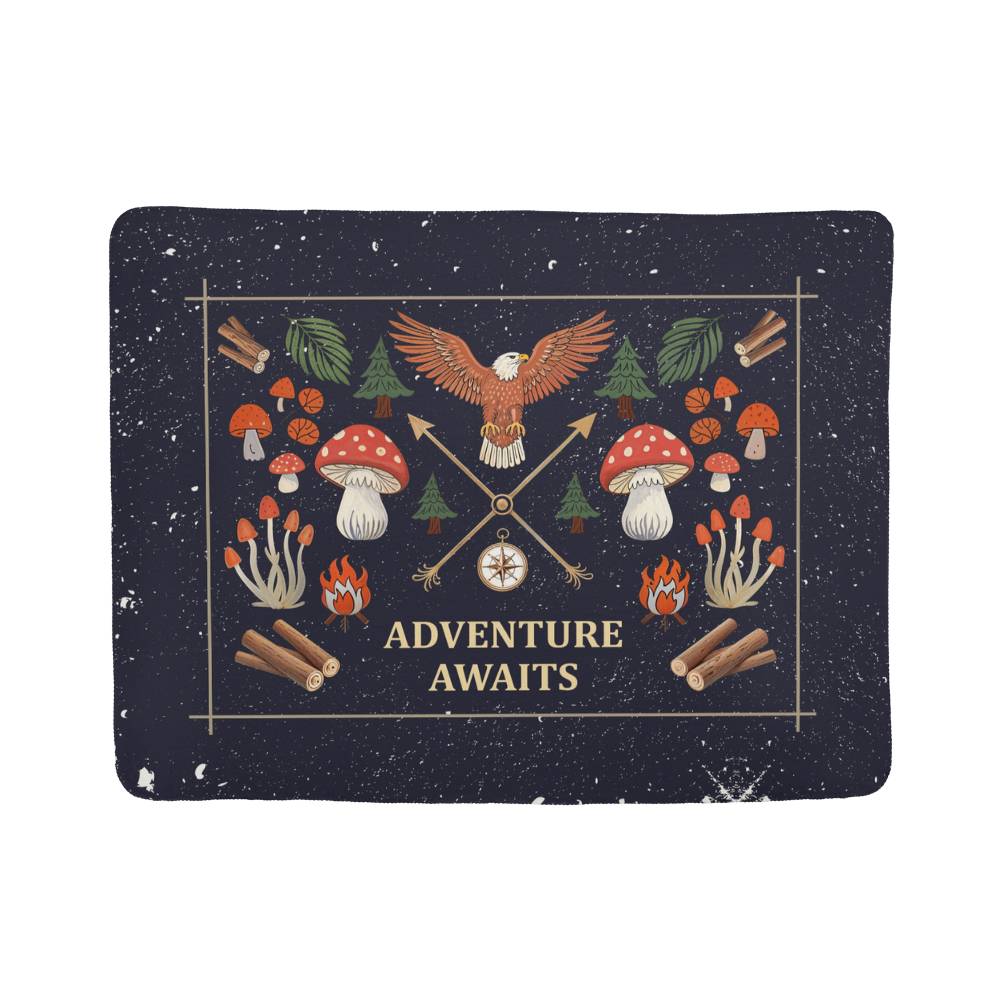 Adventure Awaits Sherpa Fleece Blanket-Express Your Love Gifts