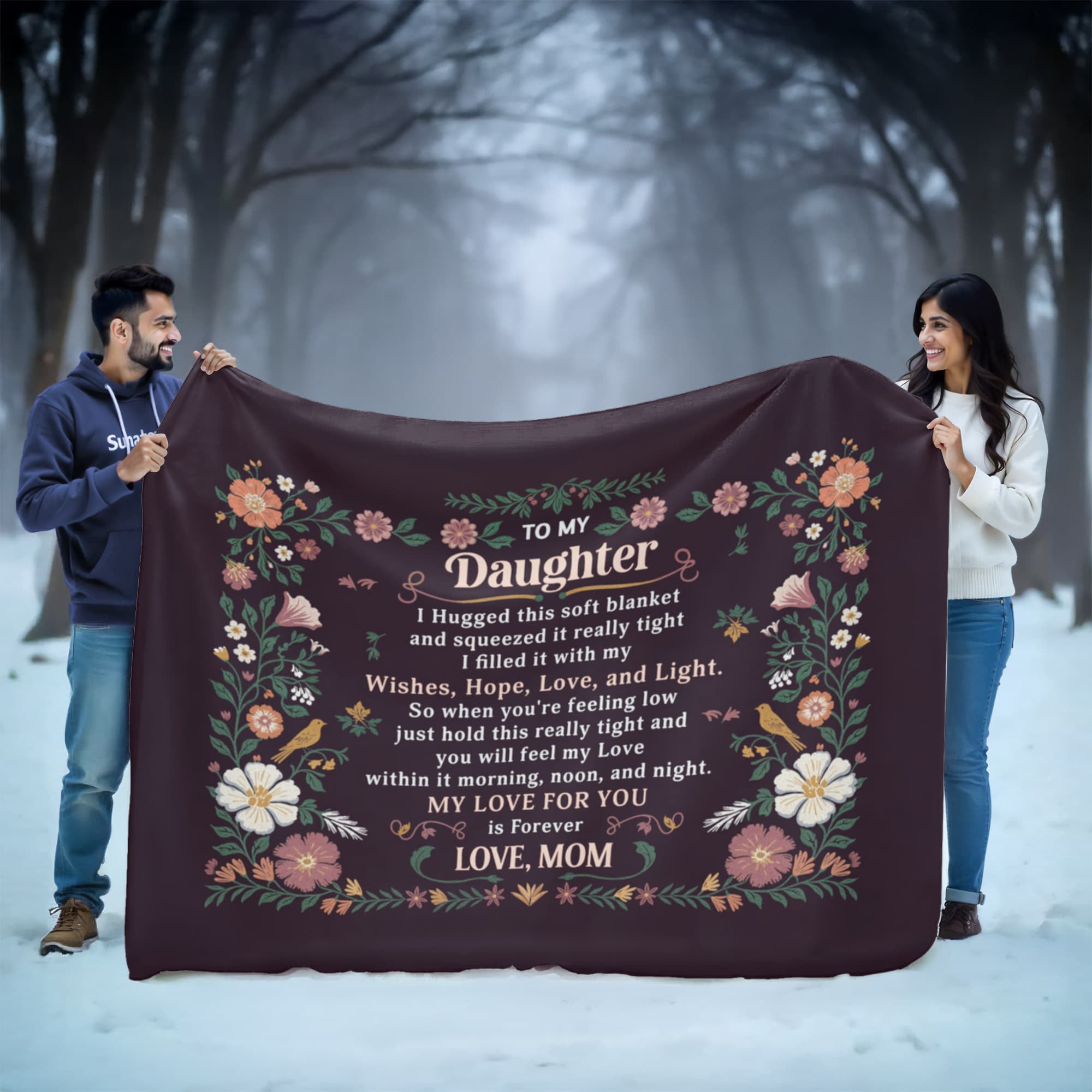 To My Daughter I Hugged Sherpa Fleece Blanket-Express Your Love Gifts