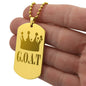 GOAT Greatest of All Time Engraved Dog Tag Necklace Stainless Steel or 18k Gold w 24" Chain-Express Your Love Gifts