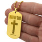 Man of God 1 Timothy 6.11 Engraved Dog Tag Necklace Stainless Steel or 18k Gold w 24" Chain-Express Your Love Gifts
