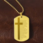 Lord's Prayer French Notre Père Dogtag Engraved Dog Tag Necklace Stainless Steel or 18k Gold w 24" Chain-Express Your Love Gifts