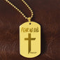 Fear No Evil Psalm 23.4 Engraved Dog Tag Necklace Stainless Steel or 18k Gold w 24" Chain-Express Your Love Gifts