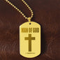 Man of God 1 Timothy 6.11 Engraved Dog Tag Necklace Stainless Steel or 18k Gold w 24" Chain-Express Your Love Gifts