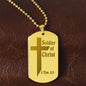 Soldier of Christ 2 Tim 2 3 Engraved Dog Tag Necklace Stainless Steel or 18k Gold w 24" Chain-Express Your Love Gifts